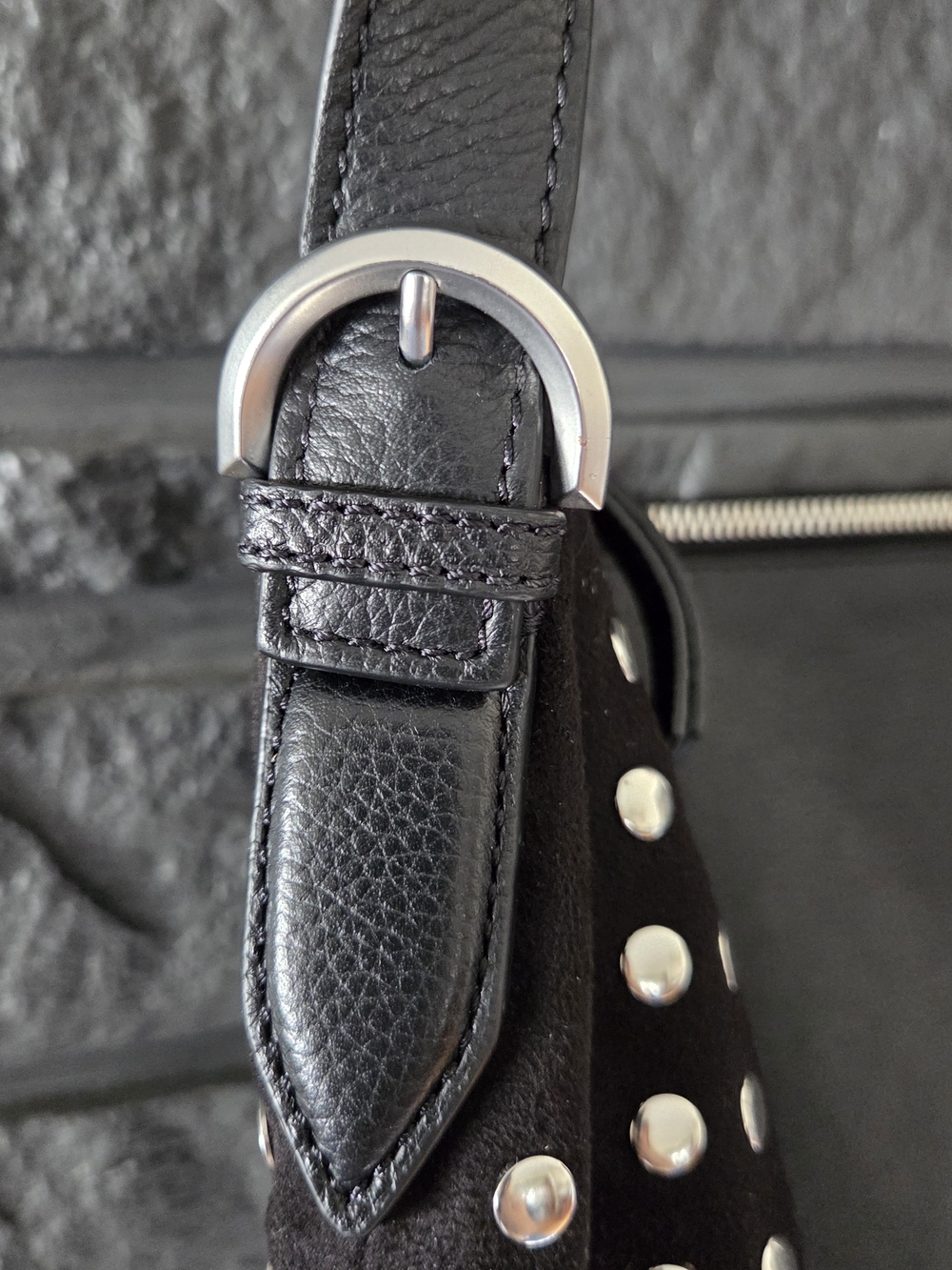 Vince Camuto Black Leather Studded Tote - Picture 5 of 5